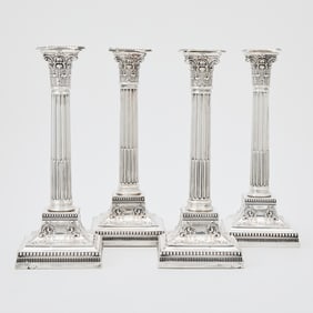 Set of Four English Sterling Silver Candlesticks