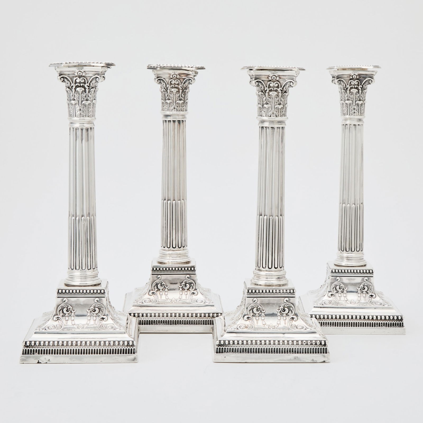 Set of Four English Sterling Silver Candlesticks (1 of 5)