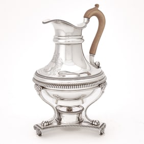 George V Regency Style Sterling Silver Coffee Pot on Stand