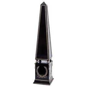 .Asprey Silver-Mounted Marble Obelisk