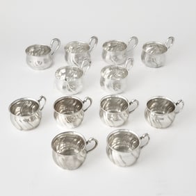 Set of Six German Silver Punch Cups