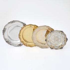 Three French Silver and Silver Gilt Plates
