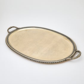 French Silver Gilt Two Handled Tray