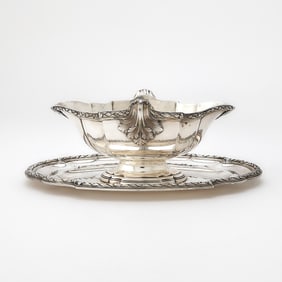 French Silver Sauceboat on Stand