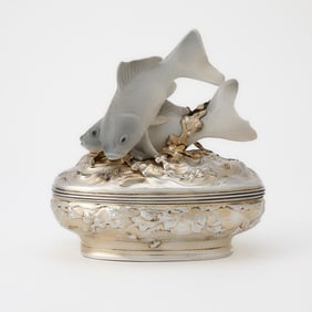 French Silver and Porcelain Covered Dish