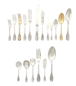 Puiforcat Sterling Silver "Elysee" Pattern Flatware Service