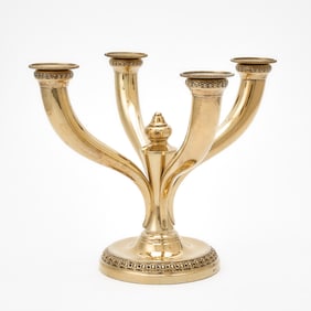 French Silver Gilt Four Light Candelabrum