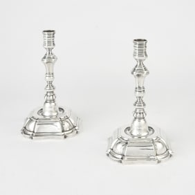 Pair of Danish Sterling Silver Candlesticks