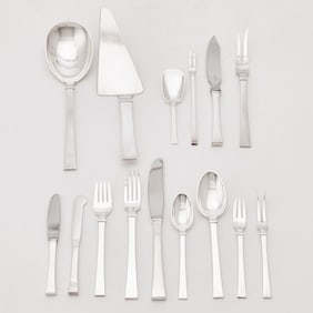 H. Nilsen for Hans Hansen Sterling Silver "Bell" Pattern Flatware Service