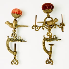 Two Large Cast Brass Bird Sewing Clamps