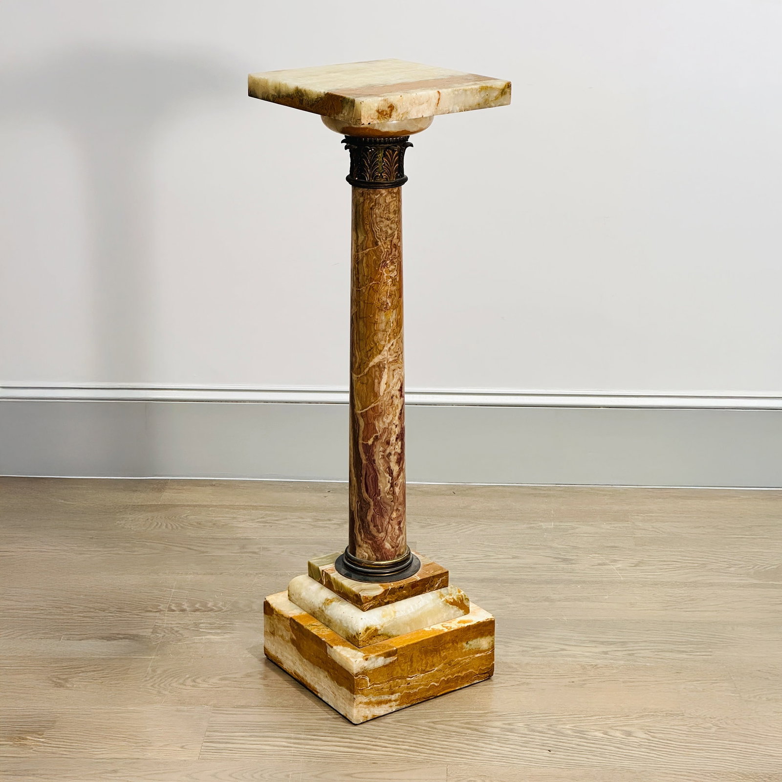 Gilt-Metal Mounted Onyx Pedestal: Property of a Boston Gentleman Late 19th Century Height 42 inches, 12 inches square.