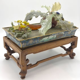 Chinese Cloisonne and Hardstone Table Decoration