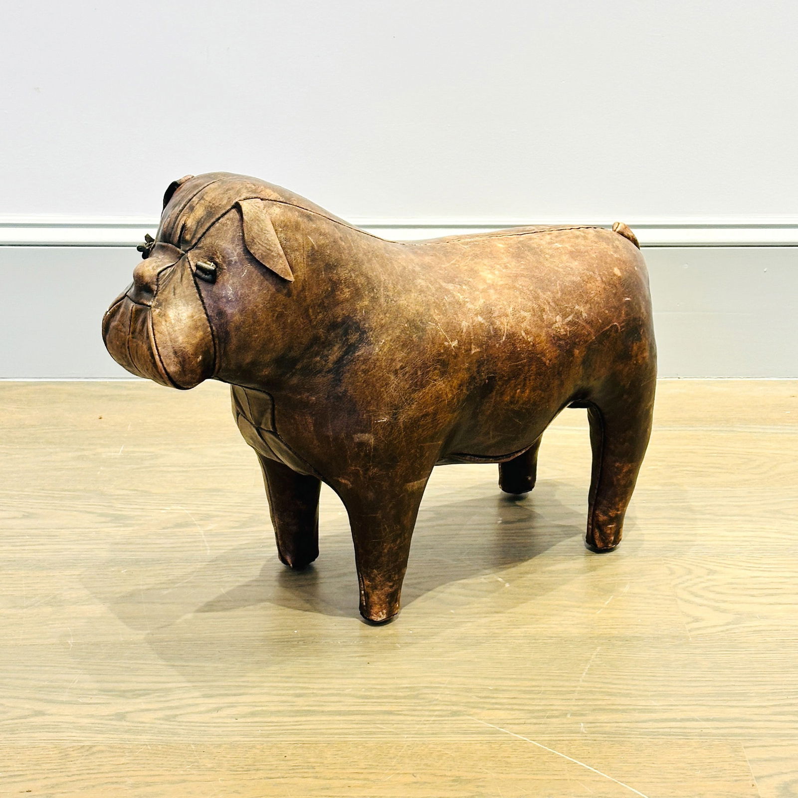 Leather Bull Dog Footstool (1 of 7)