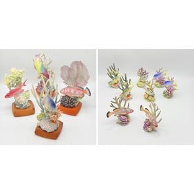 Group of Royal Worcester Porcelain Tropical Fish Sculptures