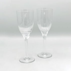 Set of Four Lalique "Angel" Pattern Champagne Flutes