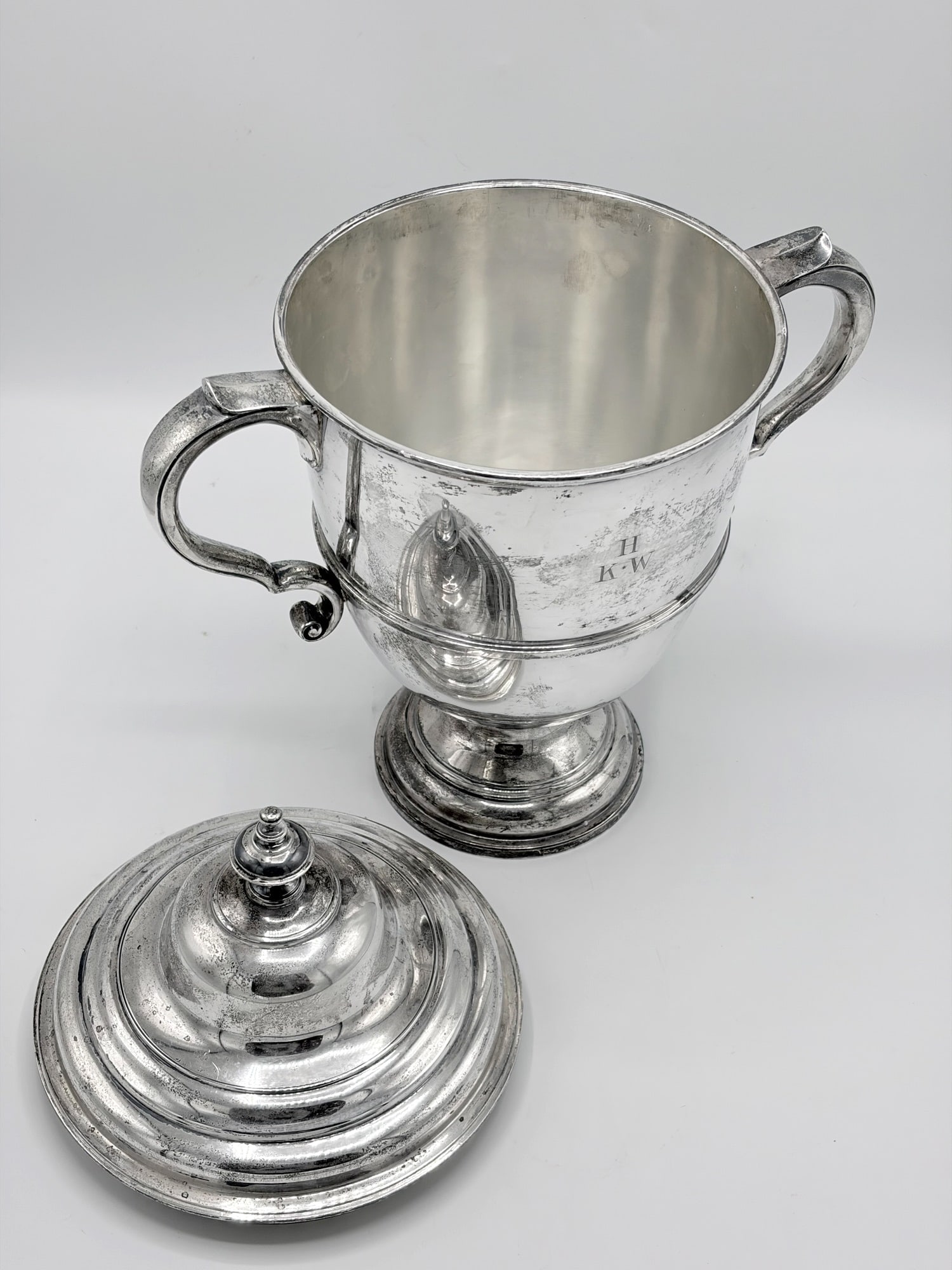 George V Sterling Silver Covered Two Handled Cup - 2