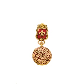 Bigelow Kennard & Co. Gold and Red Guilloché Enamel Pendant-Watch