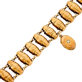 Gold, Gilt-Metal and Diamond Mourning Link Bracelet