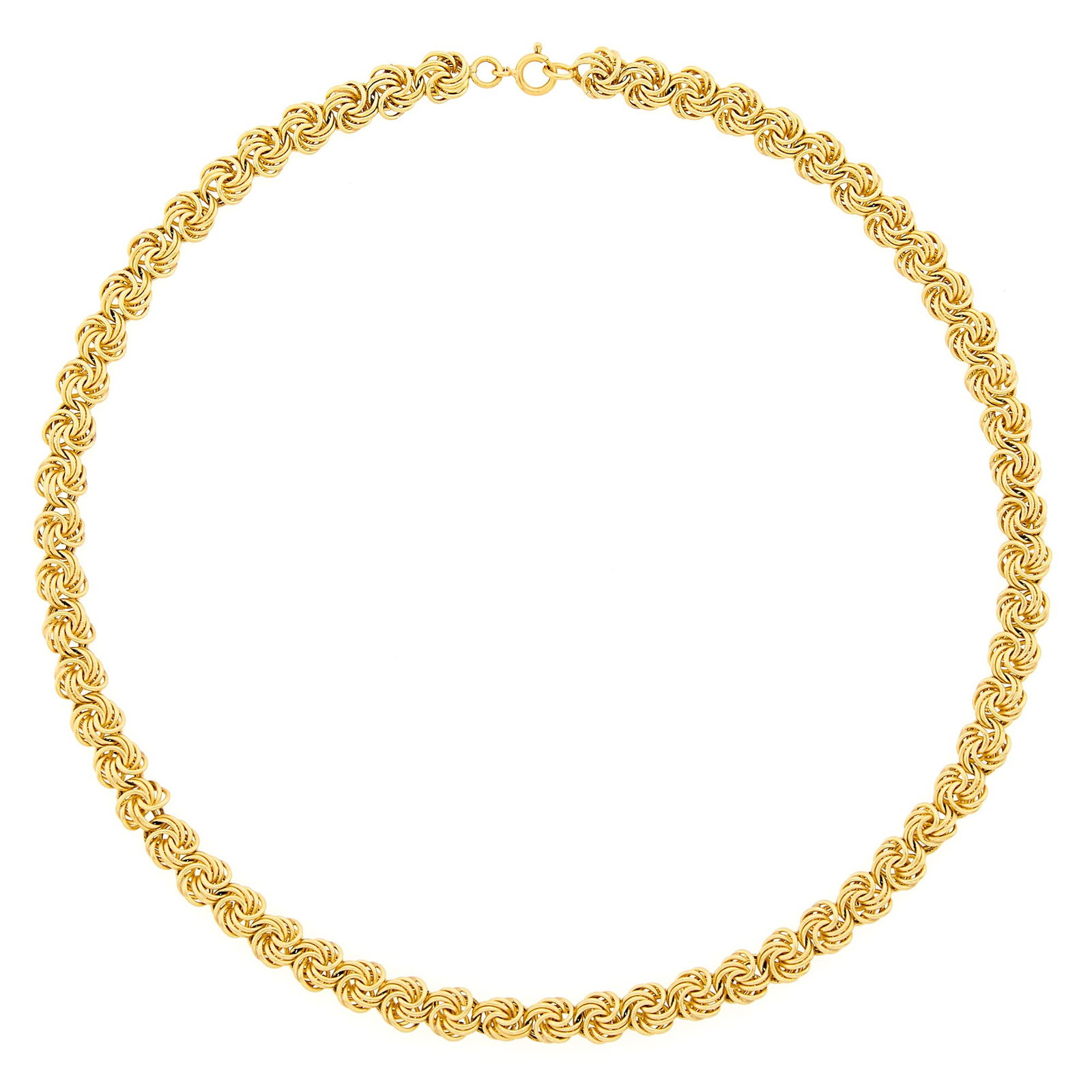 Gold Fancy Link Necklace: 14 kt., ap. 7.8 dwts. Length 16 inches. Width 1/4 inch. Width 1/4 inch. 