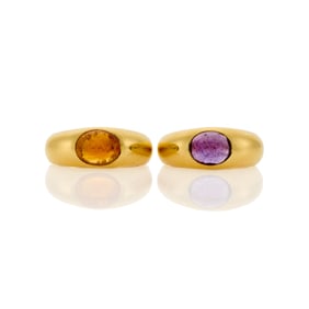 Tiffany & Co. Two Gold, Cabochon Citrine and Amethyst Rings