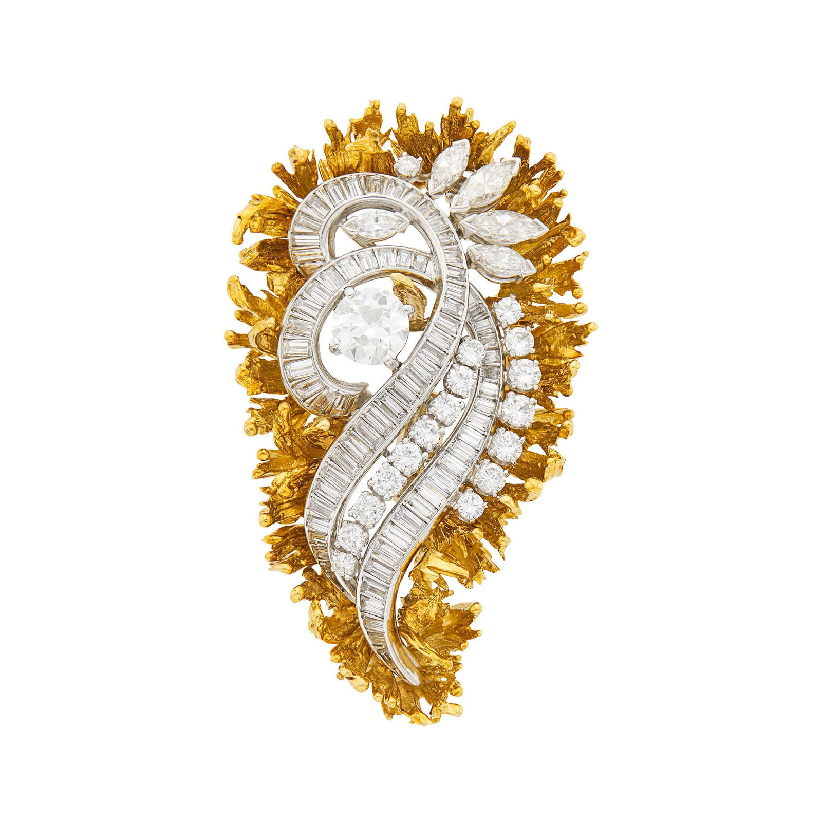 Platinum and Diamond Brooch with Gold Jacket (1 of 2)