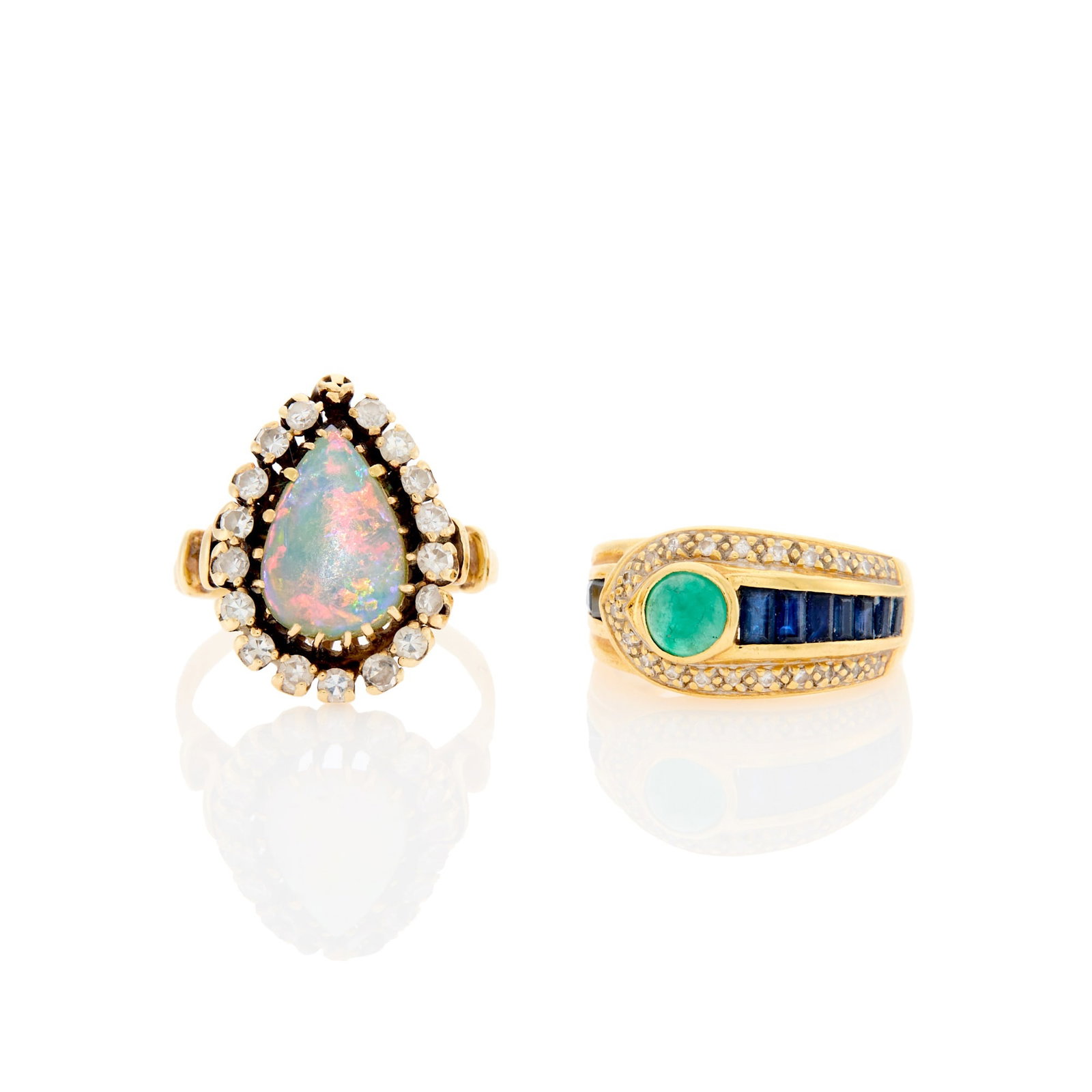 Two Gold, Diamond and Gem-Set Rings (1 of 1)