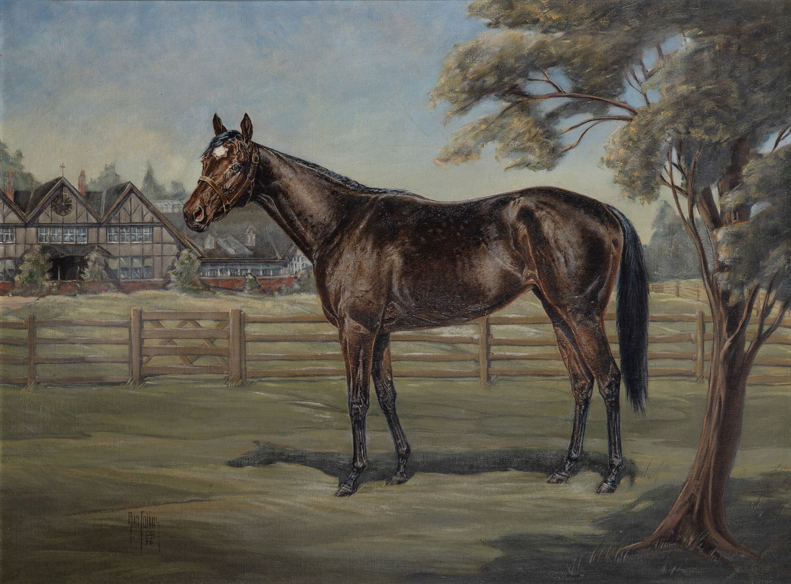 Ann Collins: American, 1916-1999 First Flight, 1946 Signed and dated Ann Collins/ 00/46 (ll); incribed Mr C. V. Whitney "First Flight" painted by Ann Collins, Lyons, N.Y. on the stretcher Oil on canvas 18 x 24