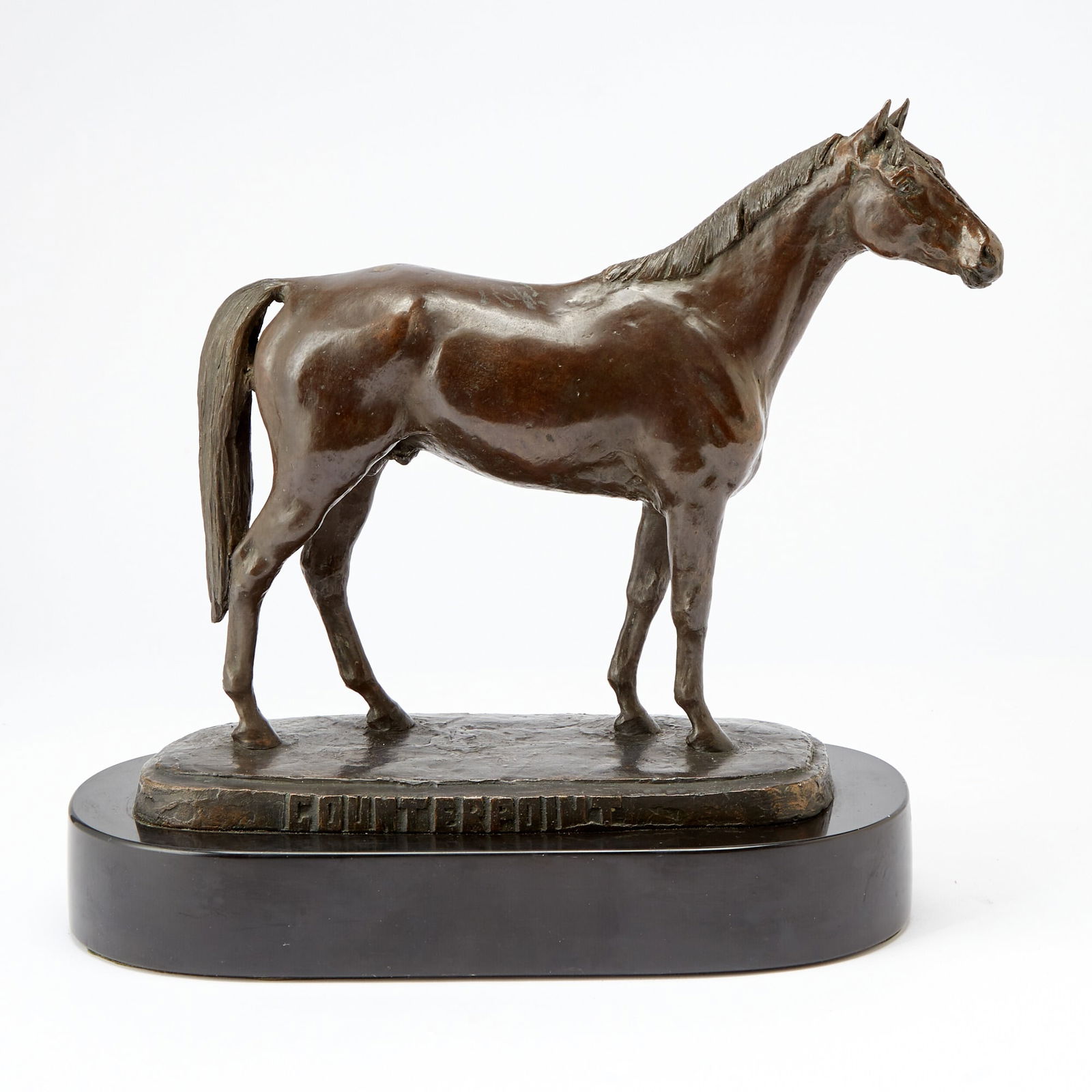 June Hannah: American, 20th Century Counterpoint, 1952 Signed and dated June Hannah 1952 and titled COUNTERPOINT on the base of the bronze Bronze with a dark brown patina Height of bronze 11 5/8 inches (29.5 cm) 