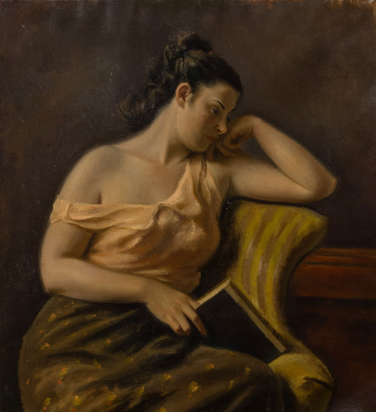 Eugene Edward Speicher: American, 1883-1962 Alicia, circa 1938 Signed Eugene Speicher (cr); titled on the stretcher Oil on canvas 35 1/4 x 32 1/2 inches (89.5 x 82.8 cm) Provenance: The artist With Rehn Gallery, New York 