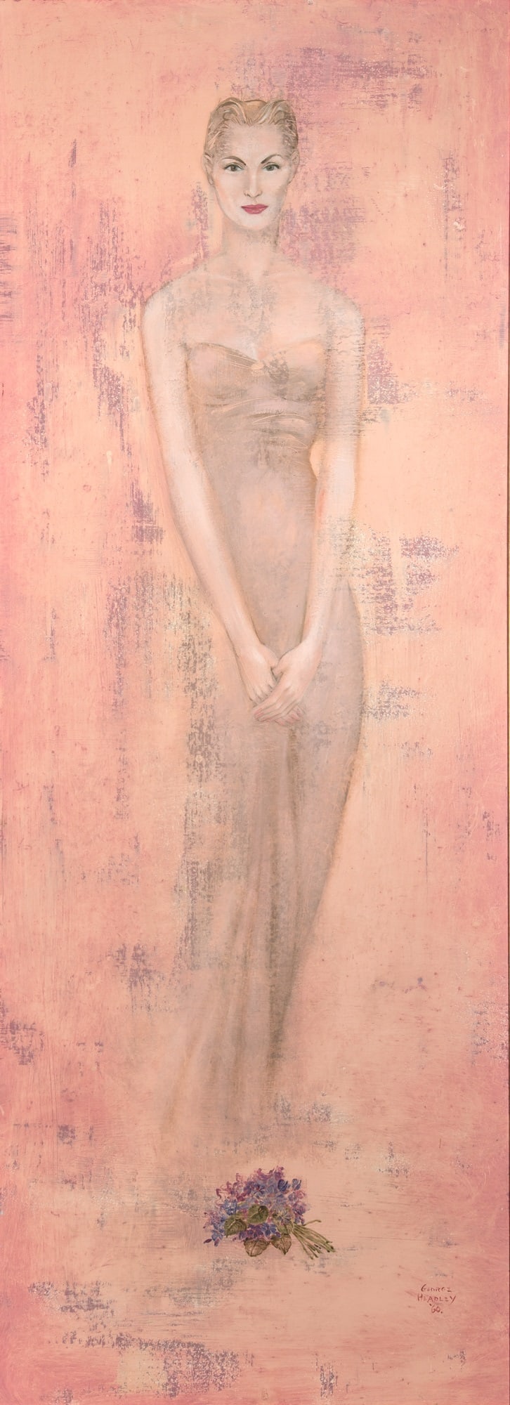 George William Headley, III: American, 1908-1985 Portrait of Marylou Whitney, 1960 Signed and dated GEORGE HEADLEY/'60 (lr) Tempera on Masonite 48 x 17 7/8 inches (122 x 45.4 cm) (Framed 56 x 25 7/8 inches) No apparent