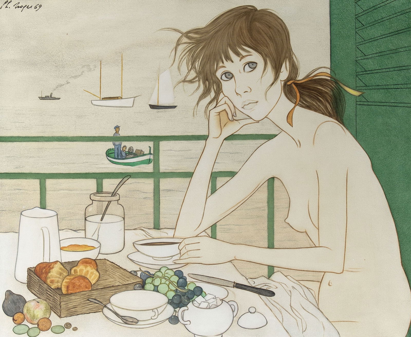 Philippe Henri Noyer: French, 1917-1985 Les Brioches, 1969 Signed and dated Ph. Noyer 69 (ul); titled on the stretcher Oil on canvas 21 1/4 x 25 5/8 inches (54 x 65 cm) Provenance: Reyn Gallery, New York (Framed 30 7/8