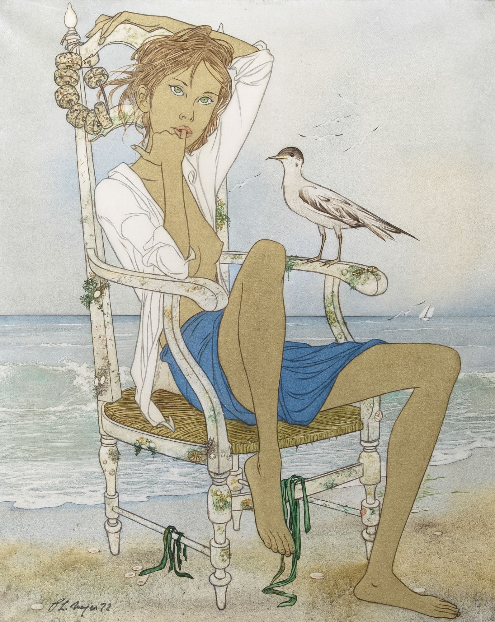 Philippe Henri Noyer: French, 1917-1985 La Mouette, 1972 Signed and dated Ph. Noyer 72 (ll); titled on the stretcher Oil on canvas 29 x 23 7/8 inches (73.7 x 60.6 cm) (Framed 40 x 34 1/4 inches) Could use a light