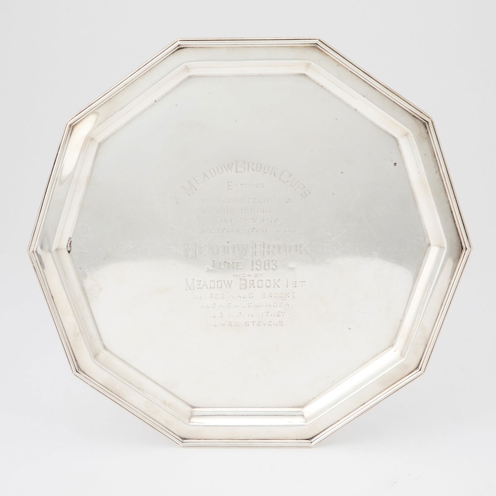 American Sterling Silver Polo Trophy Salver, Engraved for H.P. Whitney (1 of 4)