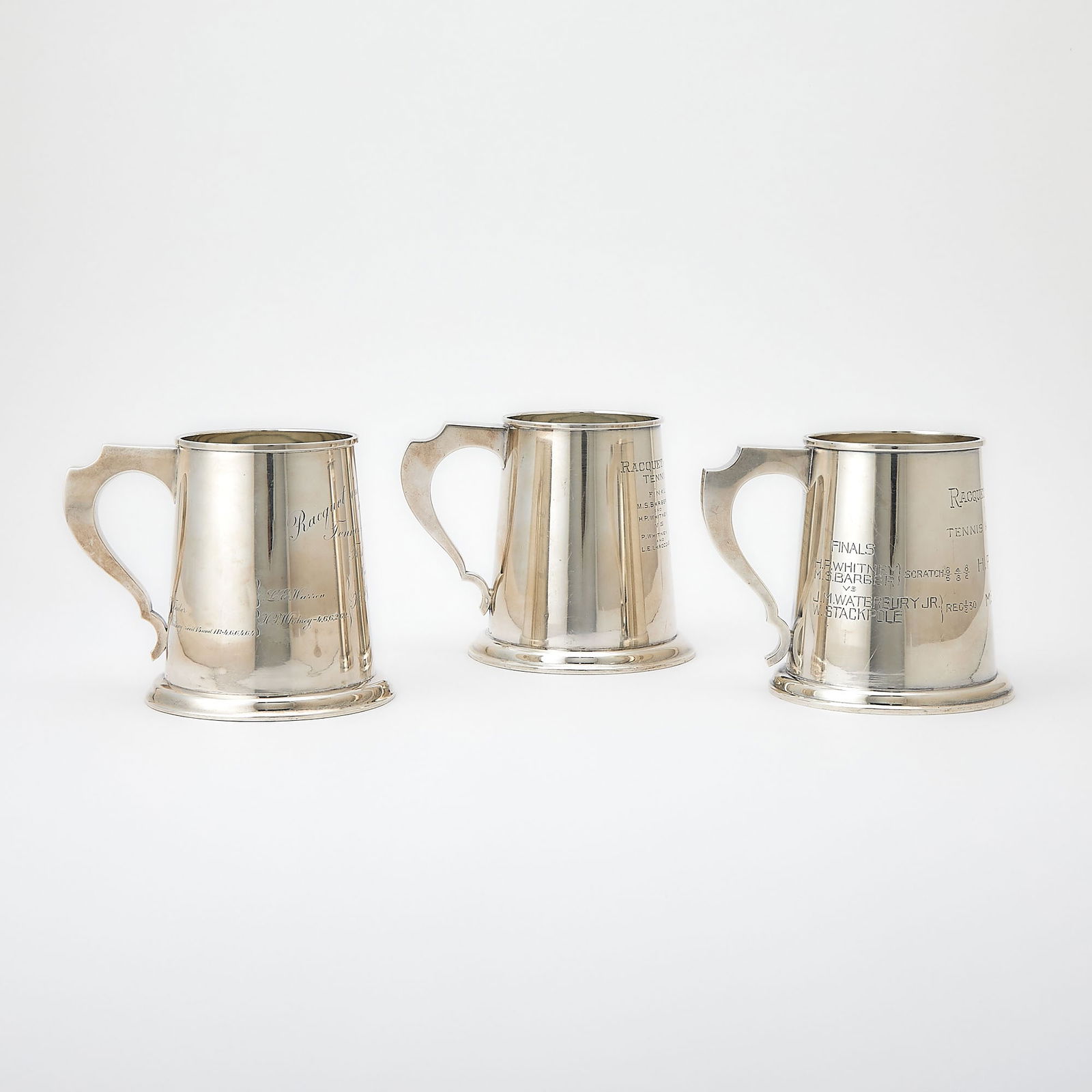 Three American Sterling Silver Tennis Trophy Mugs, Presented to H.P. Whitney (1 of 10)