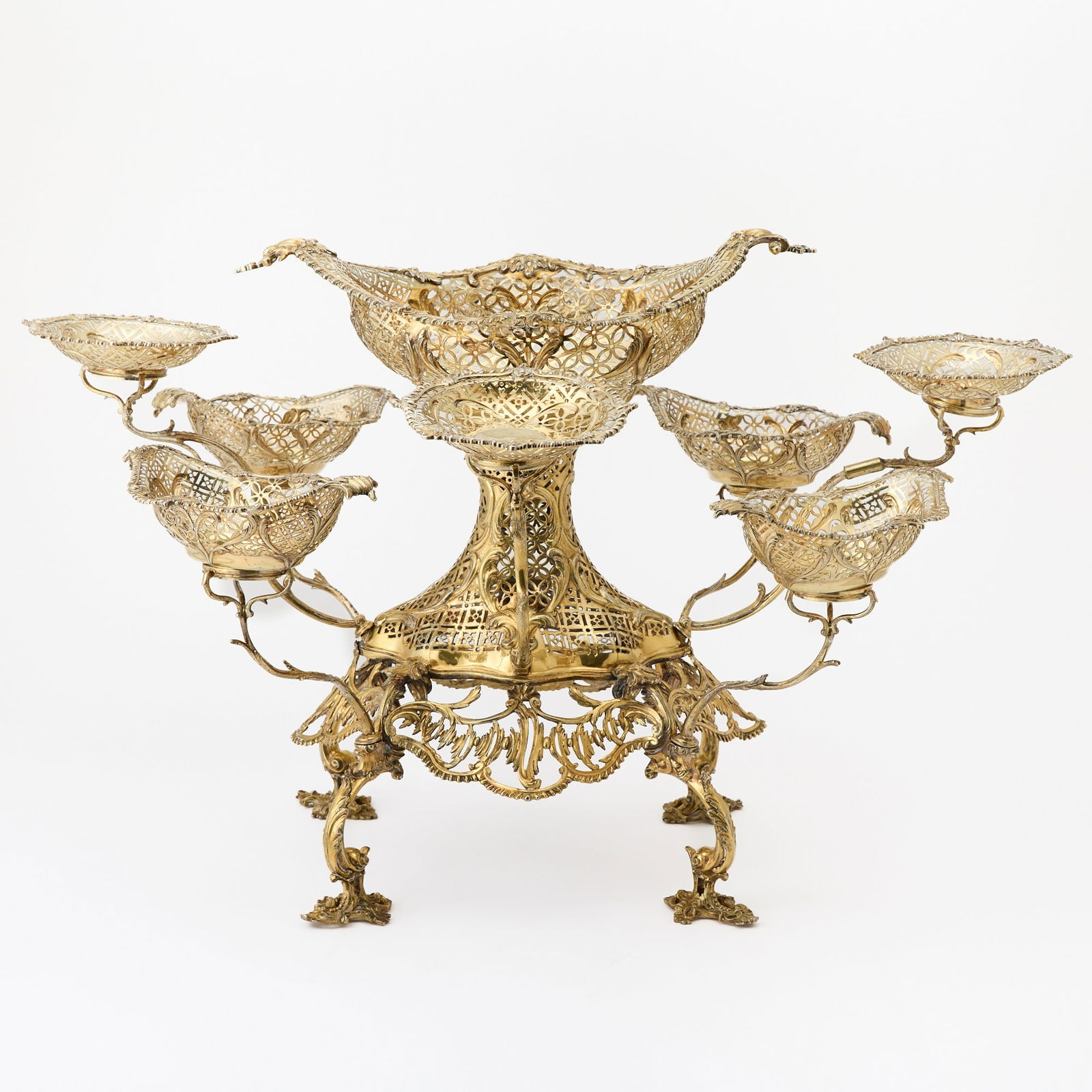 George III Sterling Silver-Gilt Eight Branch Epergne (1 of 9)