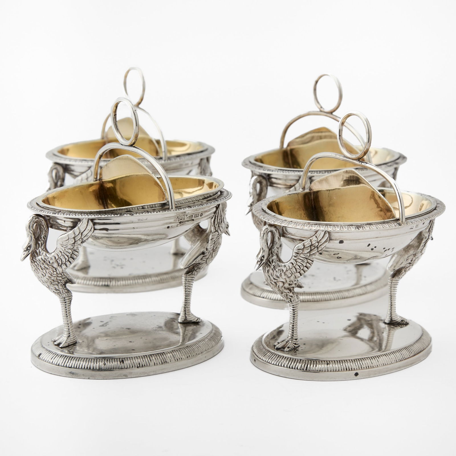 Set of Four Russian Silver Double Salt Cellars (1 of 6)