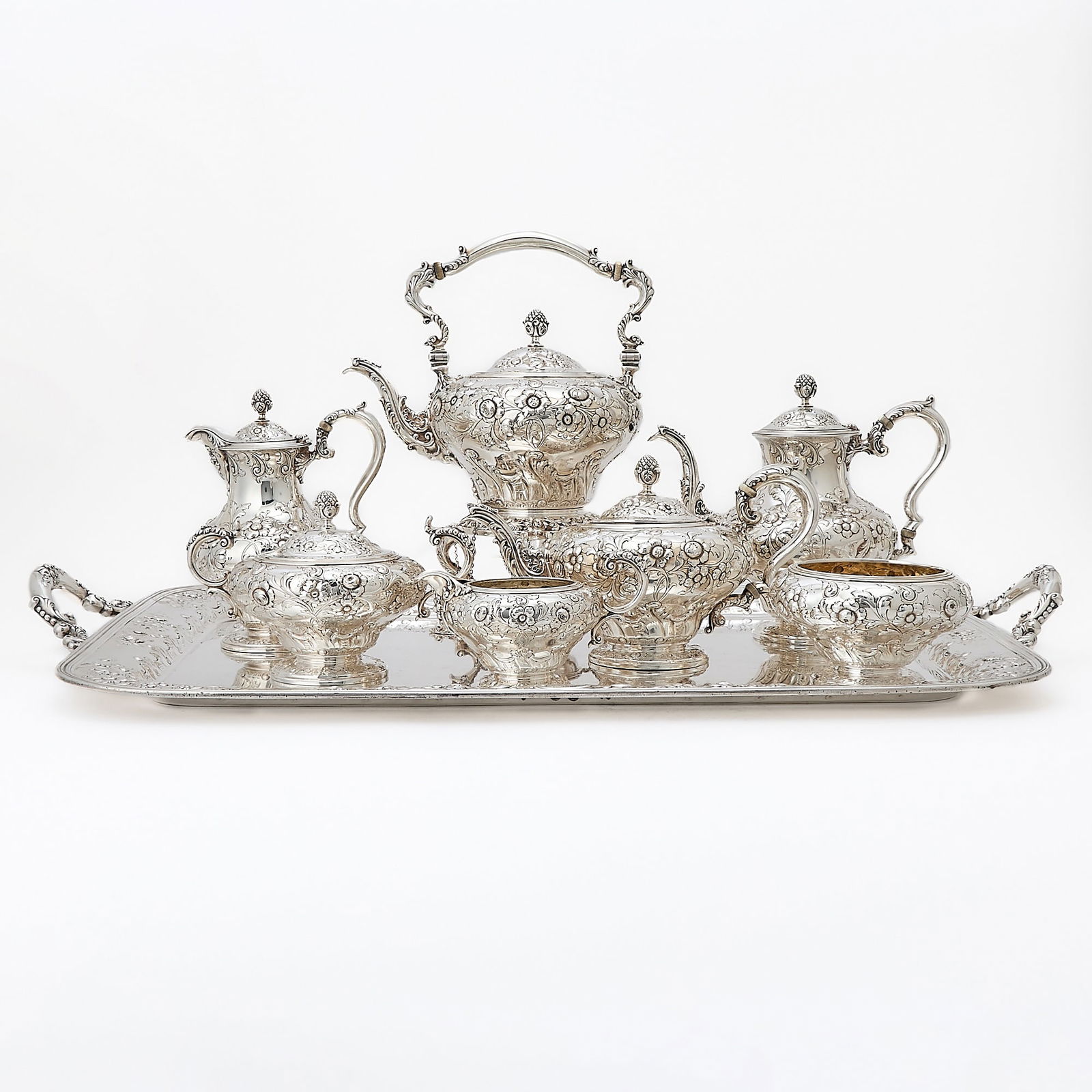 American Sterling Silver Tea and Coffee Service with Tray, Presented to Gertrude Vanderbilt Whitney (1 of 7)
