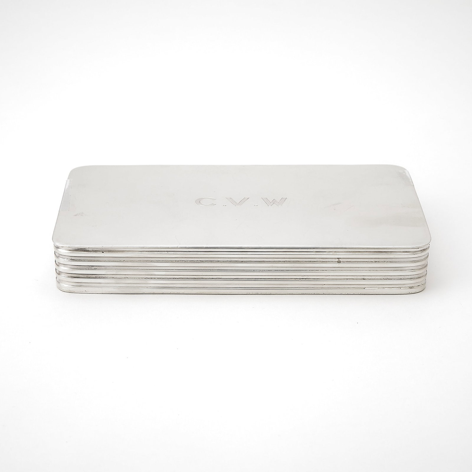 Danish Sterling Silver Cigarette Box, Engraved for C.V. Whitney (1 of 5)