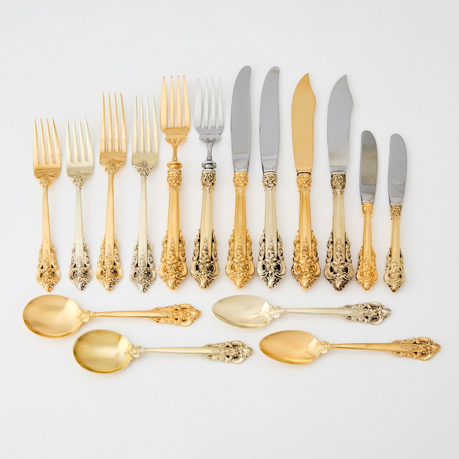 Wallace Sterling Silver-Gilt "Grand Baroque" Pattern Flatware Service (1 of 3)