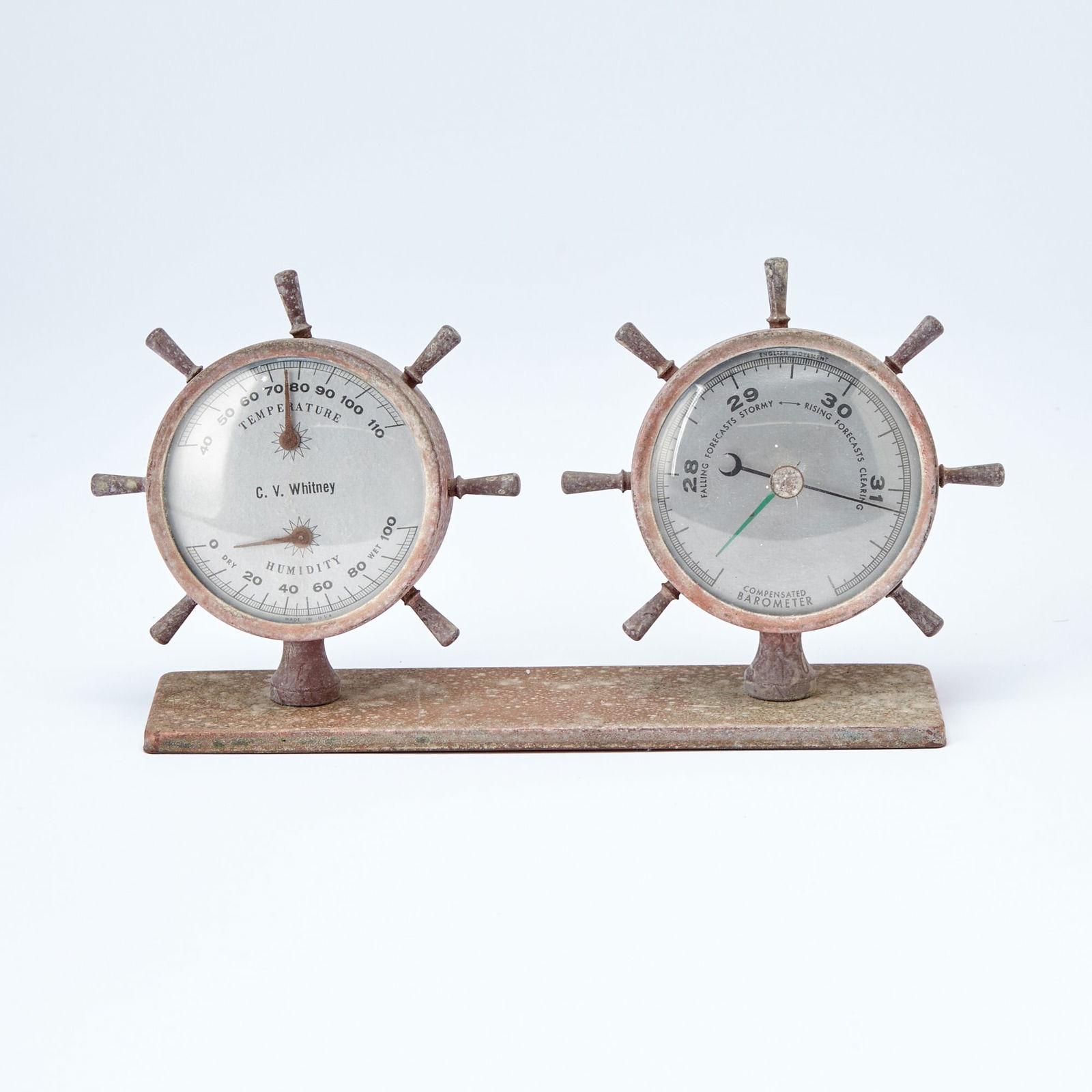 English Brass Barometer, Marked C. V. Whitney (1 of 2)