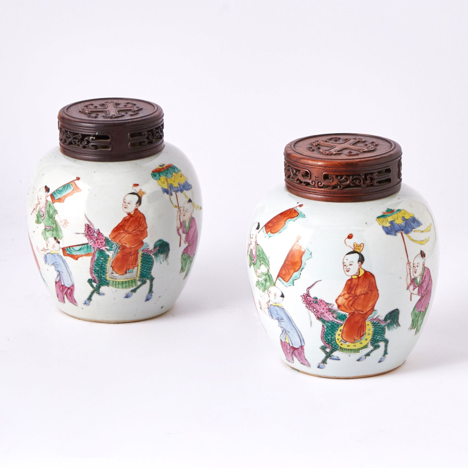 Pair of Chinese Enameled Porcelain Jars (1 of 5)