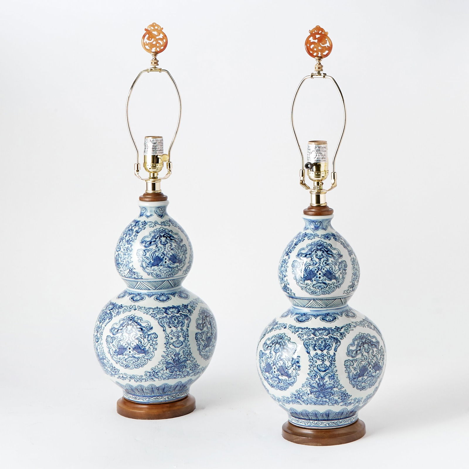Two Similar Chinese Blue and White Porcelain Table Lamps (1 of 4)