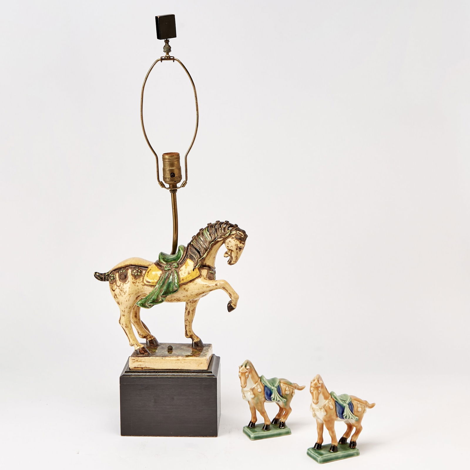 Chinese Style Painted Earthenware Horse Mounted as a Table Lamp (1 of 4)