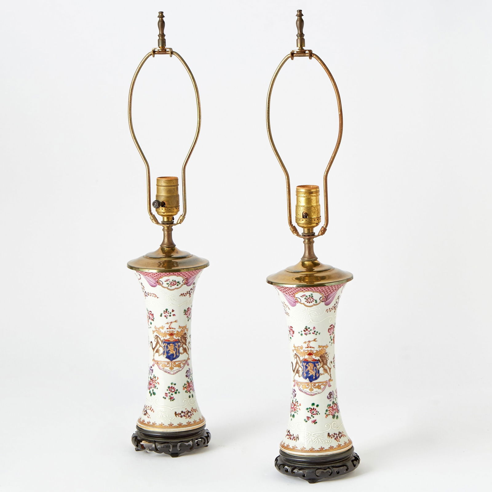 Pair of Samson Chinese Export Armorial Style Porcelain Table Lamps (1 of 3)
