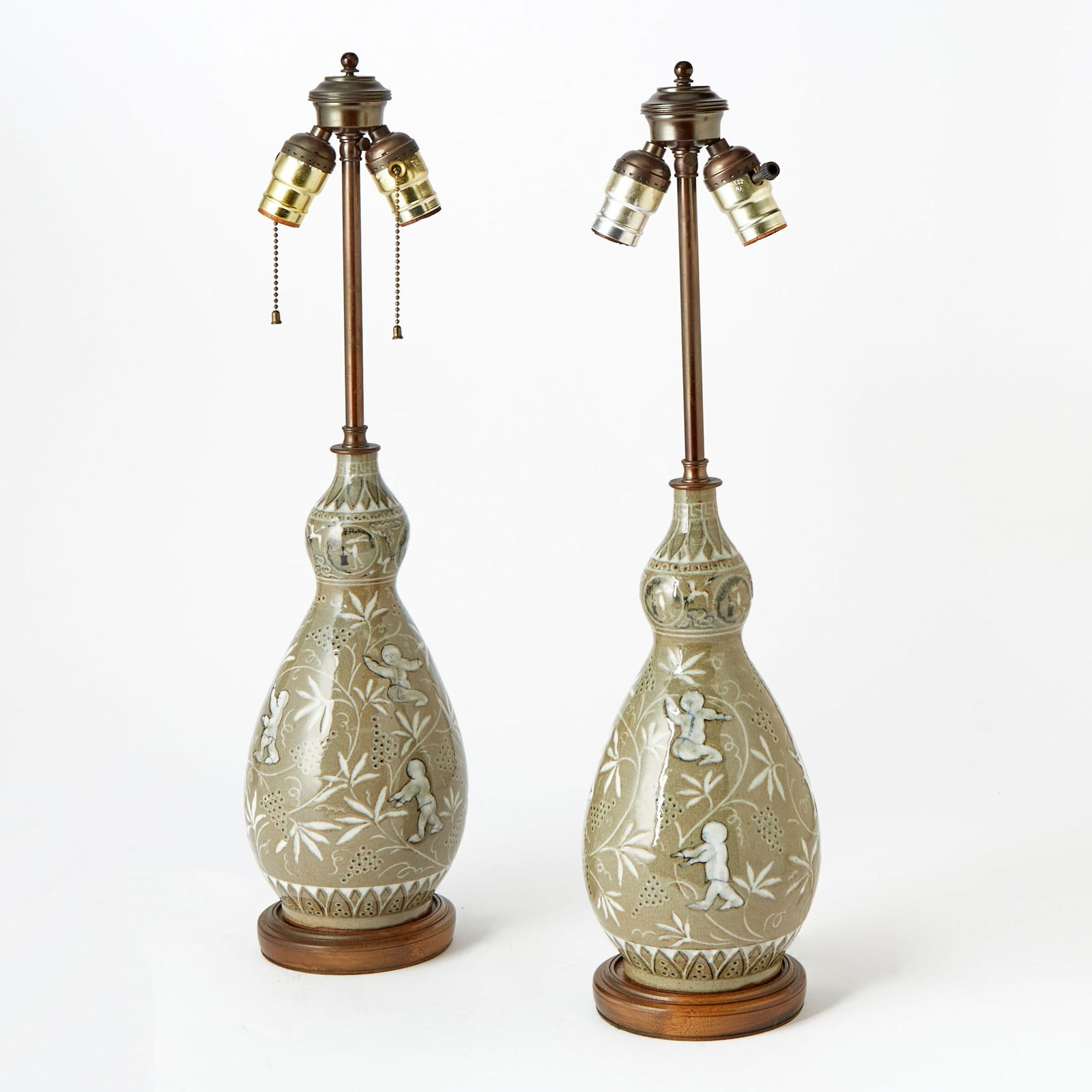 Pair of Korean Glazed Ceramic Table Lamps (1 of 2)