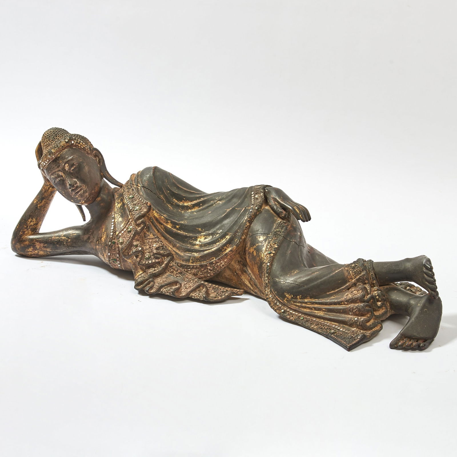 Thai Lacquered Wood Figure of Reclining Buddha (1 of 7)