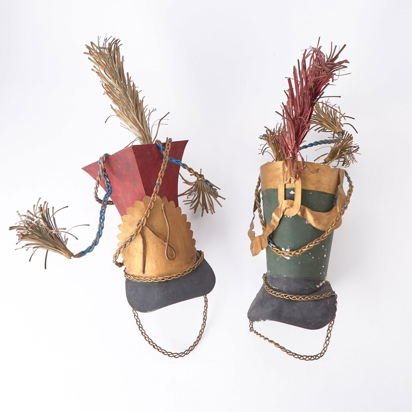 Pair of French Style Painted Tôle Military Cap Wall Appliques (1 of 2)