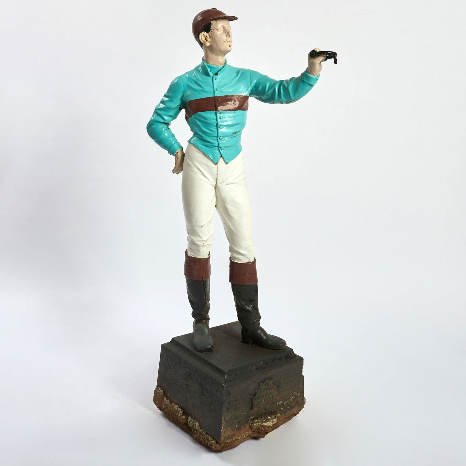 Painted Metal Figure of a Jockey with Whitney Stables Silks (1 of 4)