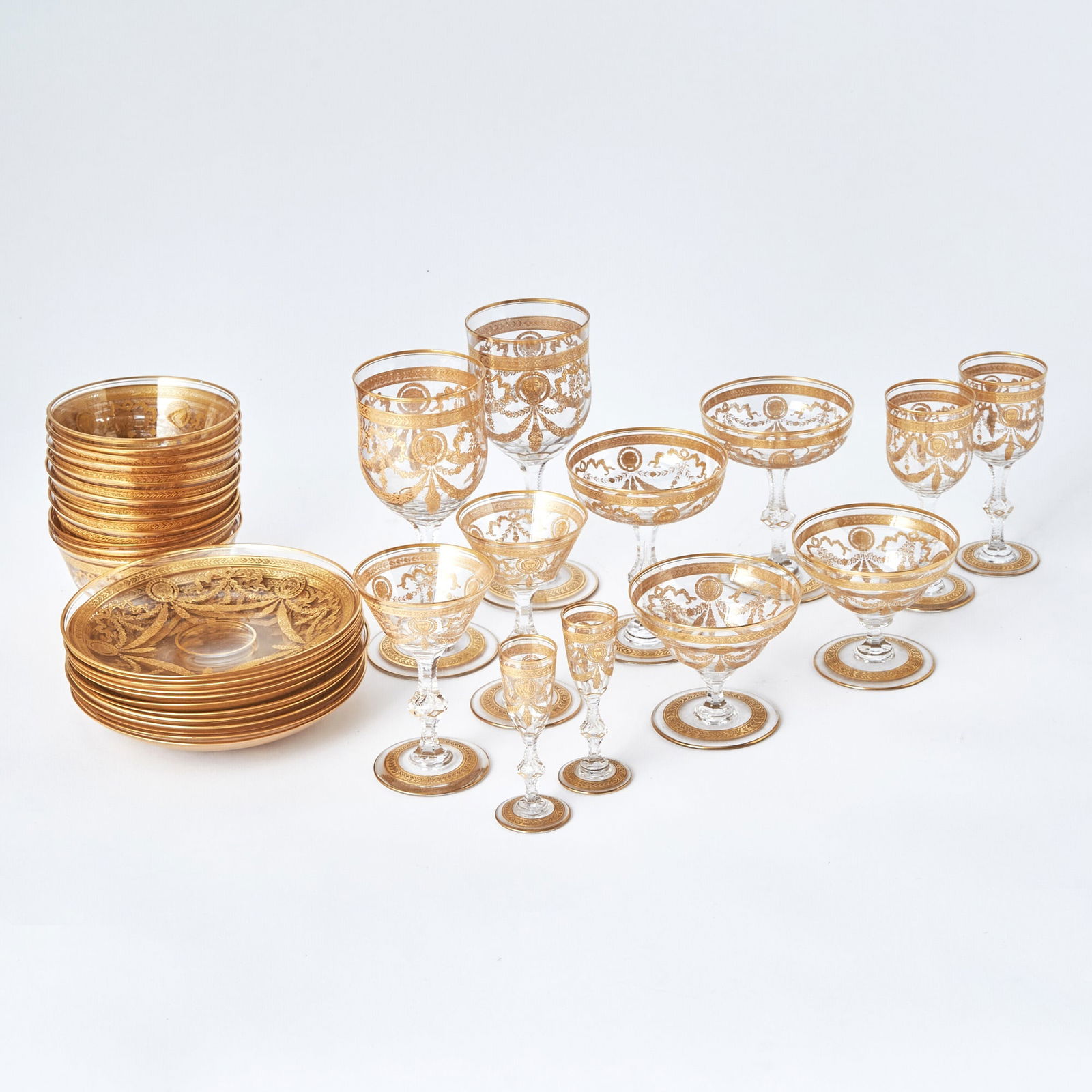 Blown, Cut and Gilt Decorated Stemware and Partial Dessert Service (1 of 3)