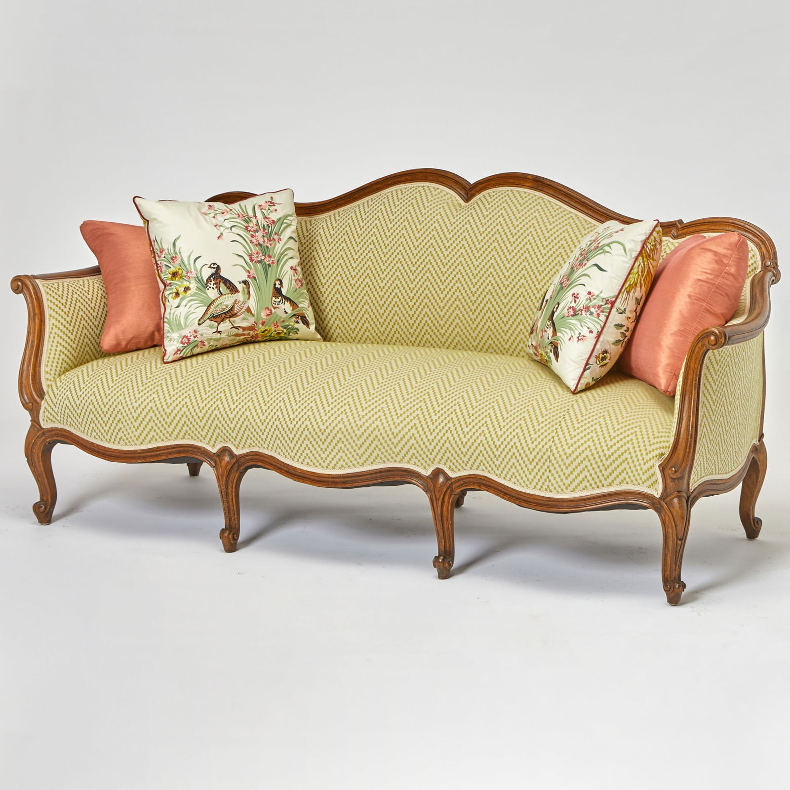 Louis XV Style Upholstered Walnut Sofa (1 of 4)